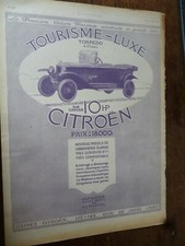 CITROEN torpédo 4 places 10 HP 96 publicité papier l'ILLUSTRATION 1921