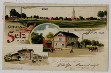 SELTZ (67) SELZ  Gruss Lithographie  Gastwirtschaft  Haar
