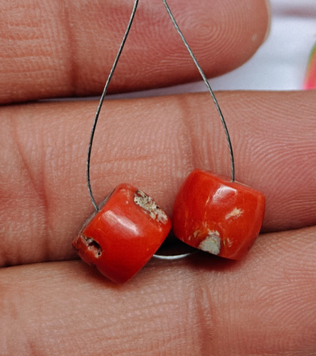 Perle tonneau corail - de,