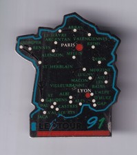RARE PIN PINS PIN'S .. VINTAGE 1991 TOUR DE FRANCE VELO CYCLING CARTE MAP BIG~US