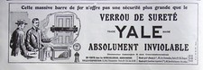 PUBLICITÉ DE PRESSE 1924 VERROU DE SURETÉ TRADE YALE MARK