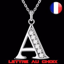 Collier Lettre A-Z Strass Chaine Argent Idée Cadeau Bijoux Femme Fille Pendentif