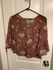 Rewind Extra Small Flowy Flower Shirt Long Sleeve