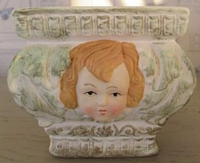 Cache-pot / Jardinière en céramique à décor de visage enfantin Hauteur 12 cm