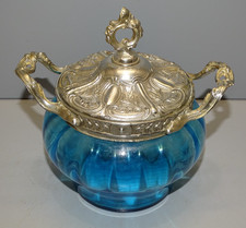 -BOITE BONBONNIERE VERRE BLEU