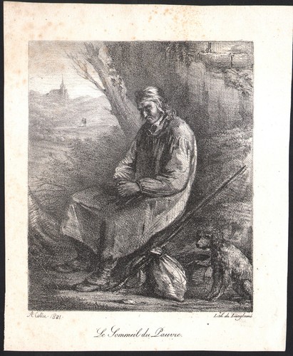1821 lithographie sommeil - lithographie,