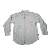 Disneyland Paris Jeans Chemise Bleu M Mickey Mouse Manche Longue Brodé