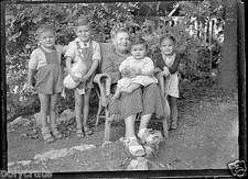 Ancien négatif photo verre plaque portrait famille enfants canard Toulon 