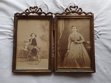 Ancien cadre porte photo pliant chevalet noeud métal doré photo frame bow