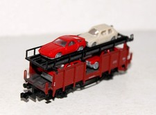 FLEISCHMANN PICCOLO N 1/160 8225 WAGON PORTE AUTOMOBILE + TRANSPORT 4 VOITURE DB