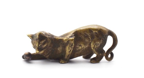 Figurine chat bronze vienne - figurine,