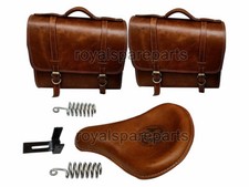 Adapté Pour Royal Enfield Classique 500 350 Marron Fauve Avant Cuir Sièges À Sac