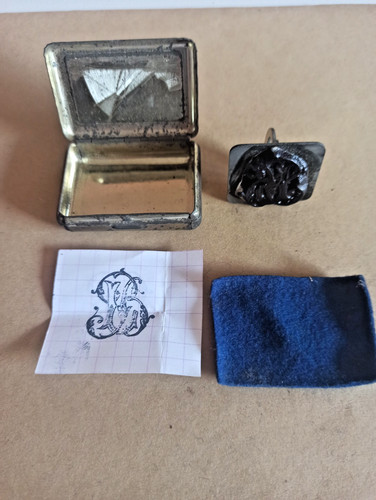Ancien tampon encre monogramme