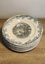 Lot 10 assiettes parlantes anciennes auto XIXe humour – déco vintage murale