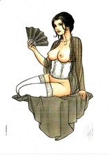 EX-LIBRIS PIN UP A L' EVENTAIL NUMEROTE / SIGNE PAR PATURAUD NEUF