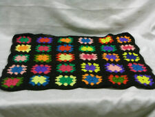 ANCIENNE COUVERTURE COUVRE LIT PLAID CROCHET LAINE VINTAGE