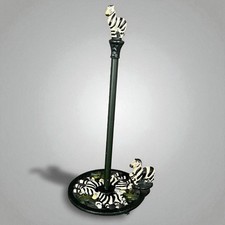 Dérouleur essuie-tout cuisine fer forgé décor zèbre vintage ancien déco