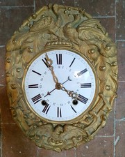 ancien mouvement horloge comtoise pendule décor oiseaux