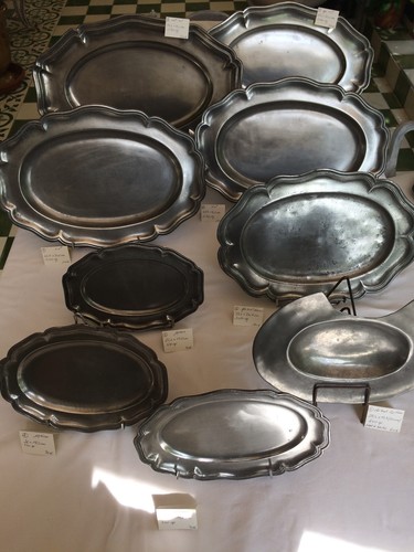 Etain plats ovales grands - plats,