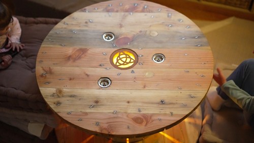 Table basse ronde touret bois