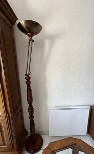 Lampadaire marron métal/bois