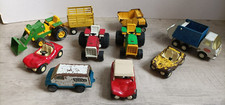 lot 9 tonka 3 tracteurs + remorque jaune + camion poubelle + 3 voiture buggy Van