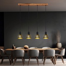 Suspensions Suspension Luminaire de Salon Optique Bois Cuisine or Noir