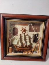 CADRE VITRINE DIORAMA DECOR MARIN NAVAL GALION 29X29 CM AQUAVENTURE NEUF BOITE F