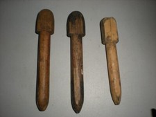 3 anciens outils alenes en bois pour cordonnier matelassier bourrelier cuir