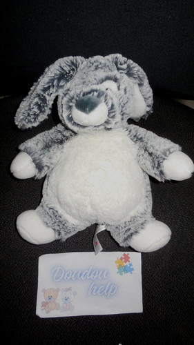Doudou peluche lapin gris - peluche,