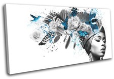 Woman Bird Flower Abtsract