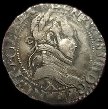 1/2 Franc 1587 X Amiens Henri III Variété HENRICVS IIII non Référencé Rare