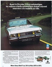 PUBLICITE ADVERTISING 044 1973 SIMCA Chrysler 2 litres automatique automobile
