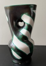 Vase VALLAURIS Céramique Vert Et Blanc signature Non Identifiée. Dlg PICAULT