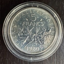 Veme République - 5 francs Semeuse piefort argent 1980 - 580 ex