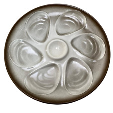 Lot de 5 Assiettes à Huîtres Vintage Salins France, Céramique Émaillée