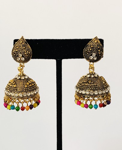 Gold plated oxidized meenakeri - plated,