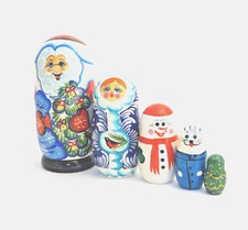 5 Pc Russian Nesting Doll , Matreshka Doll - Santa  7" Tall