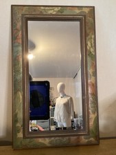 Miroir Tour Bois  Fleuri Patiné 31x51 Vintage 