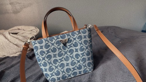 Guess blue logo small satchel - guess,