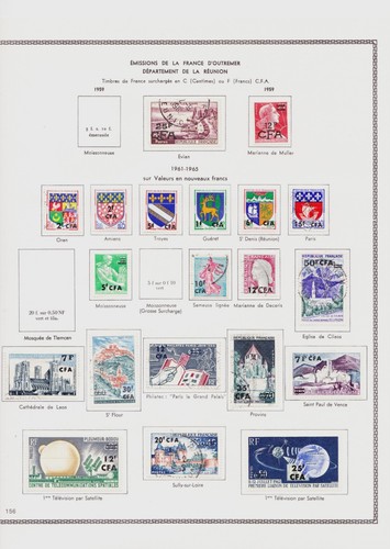 Lot timbres réunion cfa - lot,