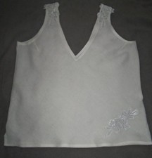Haut femme italienne Puro Lino taille XXL 100% lin avec détails brodés - Neuf