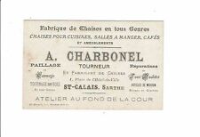 carte de visite A. CHARBONEL fabrique chaises Paillage SARTHE St SAINT-CALAIS 