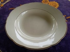 ASSIETTE CREUSE ANCIENNE VERITABLE OPAQUE DIGOIN SARREGUEMINE LISERE DORE 23,5cm