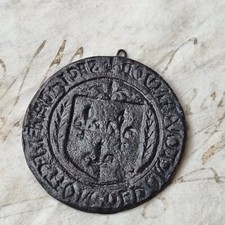 Matrice Sceau Ancien Cachet Armoiries Fleurs de Lys A Déterminer Sigillographie 