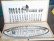 Élégant service à poisson SAF inox 18/C – 16 pièces avec grand plat –...