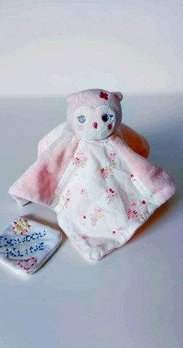 Doudou plat carré chouette - doudou,