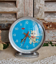 ANCIEN REVEIL VINTAGE HERO PETIT CHAT FONCTIONNE YEUX ANIMES