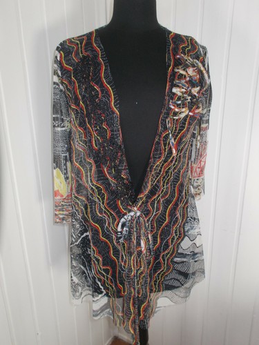 Pull long gilet noué mesh