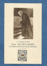IMAGE PIEUSE RELIQUE FRERE MUTIEN MARIE FRAGMENT DE SON CERCUEIL FRANCAIS 1925
